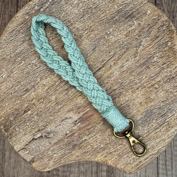 Mint Green Woven Macrame Keychain Boho Purse Charm FAST SHIP NEW - Picture 2 of 6